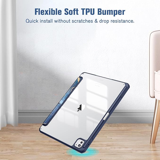 Fintie Slim Clear Case for iPad Pro 13-inch (M5) 2025 / (M4) 2024 | Slim Hybrid Shockproof Hard PC Back Cover Pencil Holder Viewing &amp Typing Angles Auto Sleep/Wake Black
