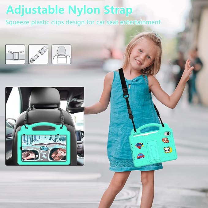 YRH for iPad mini A17 Pro Case 2024/iPad Mini 6 Kids Case 2021EVA Shockproof Cover for iPad mini 7th/6th Generation 8.3-inch with Stand Handle Strap Green