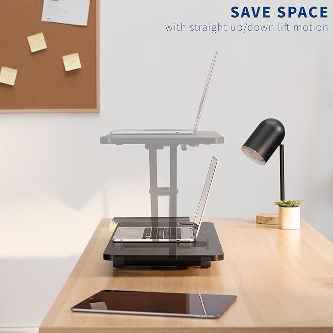 VIVO Black Small Single Top 28 inch Standing Desk Converter, Tabletop Sit to Stand Monitor Riser with Scissor Lift Height Adjustment, DESK-V011F