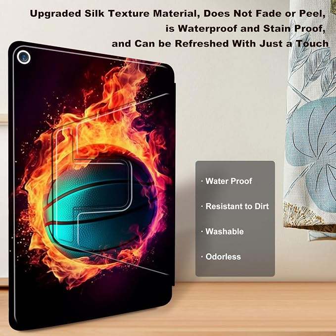 for iPad 10.2 Rotating Case 360° Protection Adjustable Kickstand Cover for iPad 10.2 (7th8th9th Generation) Shockproof Durable Lightweight PU Leather for iPad 10.2 Stand Case Basketball