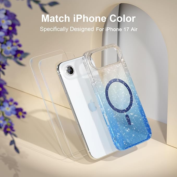 Choiche for iPhone 15 Pro Max Case Compatible with MagSafe Glitter Black | Women Girly Cute Glitter Sparkly Magnetic Phone Case with Diamond Camera Lens Protectors Military-Grade Drop Protection 6.7