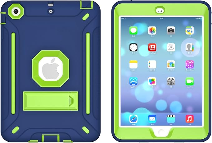 MAKEIT CASE iPad Mini Heavy Duty Hybrid Shockproof Protective Case - Full-Body Rugged Silicone and PC Hard Case With Kickstand for iPad Mini 1/2/3