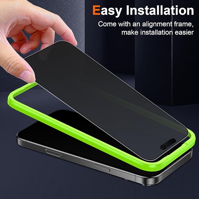 2 Pack Matte Privacy Screen Protector for iPhone 15 Pro Max 6.7-inch with Easy Installation Tool Anti Spy Anti Glare Tempered Glass Film Dynamic Island Compatible Case Friendly 9H Hardness