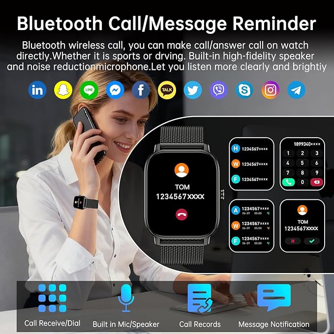 Smart Watch for Men Women Fitness: Waterproof Make Answer Call Running Smartwatch for Android Phone iPhone Samsung Compatible Digital Mens Watches SpO2 Sleep Heart Rate Monitor Step Pedometer Tracker