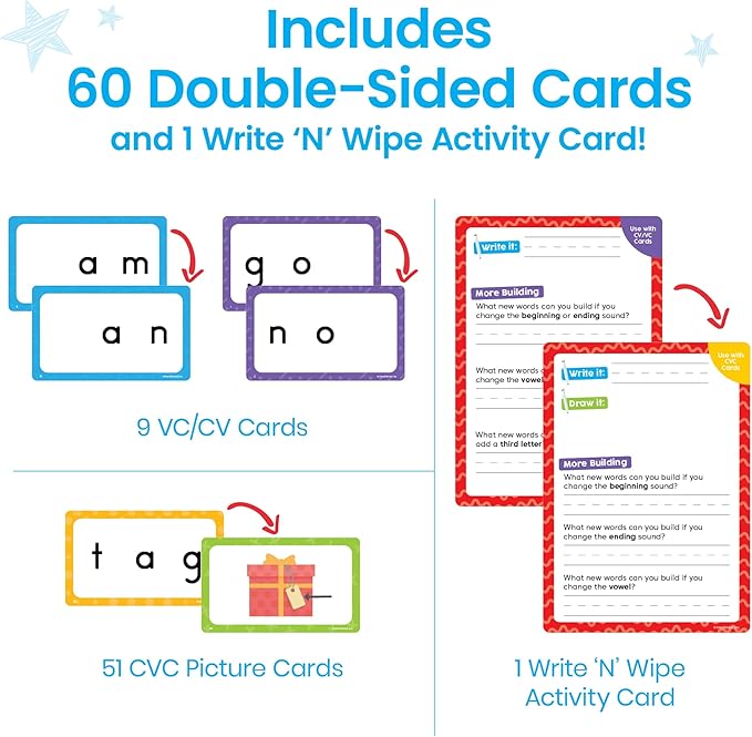 hand2mind Beginning Word Builder, CVC Word Games, Spelling Toys for Kids 3-5, Learning How to Read, Sight Words Flash Cards, Kindergarten Learning Activities, Science of Reading Manipulatives