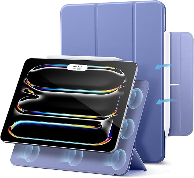 ESR for iPad Pro 13 Inch Case (M5/M4) 2025/2024, Powerful Magnetic Attachment, Slim Trifold Stand Case, Supports Pencil Pro & Pencil(USB-C), Auto Wake/Sleep, Rebound Series, Lavender