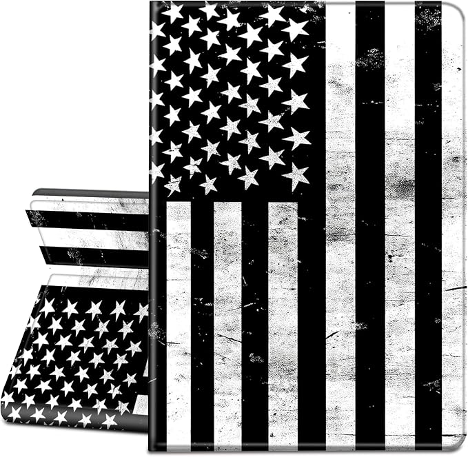 Case for Microsoft Surface Go 4/3/2/1 (2023/2021/2020/2018)-Slim PU Leather Lightweight Adjustable Stand Smart CoverAmerican Flag