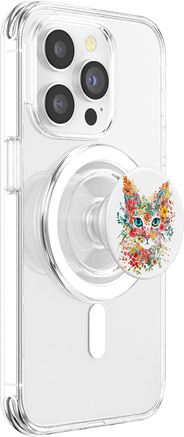 Floral Flower Cat PopSockets PopGrip for MagSafe