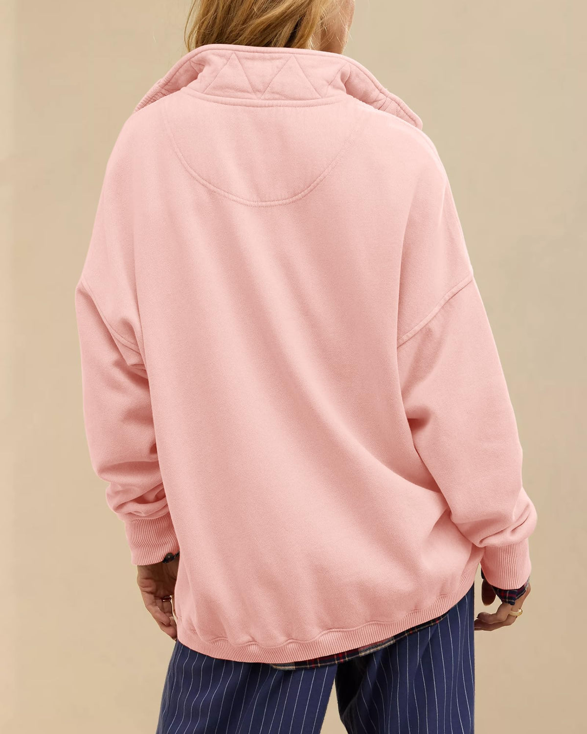 Gacaky Sweatshirt for Women Oversized Casual Long Sleeve Button Henley Neck Pullover Tops Fashion Outfits Clothes Pink XXL