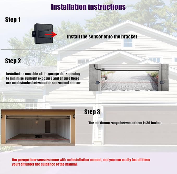 2PACK GSTB-R STB-BL Garage Door Sensor, Replacement for Genie Garage Door Sensors, Replacement Kit, Includes Sender & Receiver, Compatible with Genie Garage Door Openers Made After 1993.