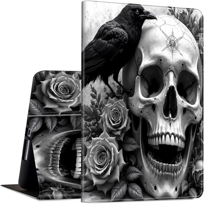 Slim Case for Samsung Galaxy Tab S11 5G 11 Inch (2025) PU Leather Tablet Cases Flip Folio Multi-Angle Viewing Stand Protective Smart Shell Cover with Auto Wake/Sleep A Crow Skull