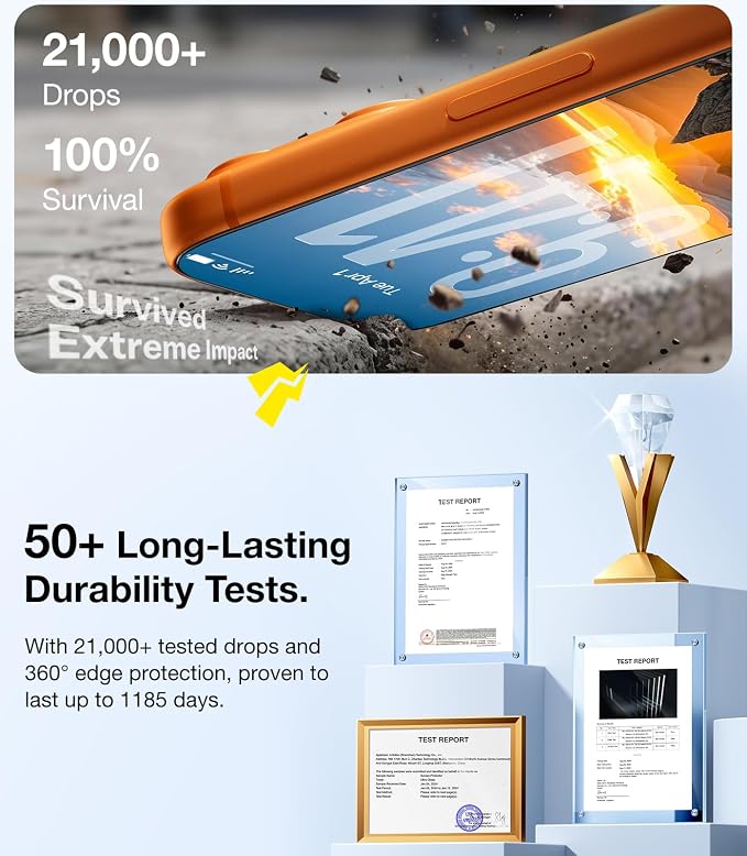 UltraGlass TOP 9H+ Armor for iPhone 15 Pro Max Screen Protector [NO.1 Military Grade Shatterproof] Screen Protector 15 Pro Max Tempered Glass [Longest Durable] Full Coverage 2 Pack