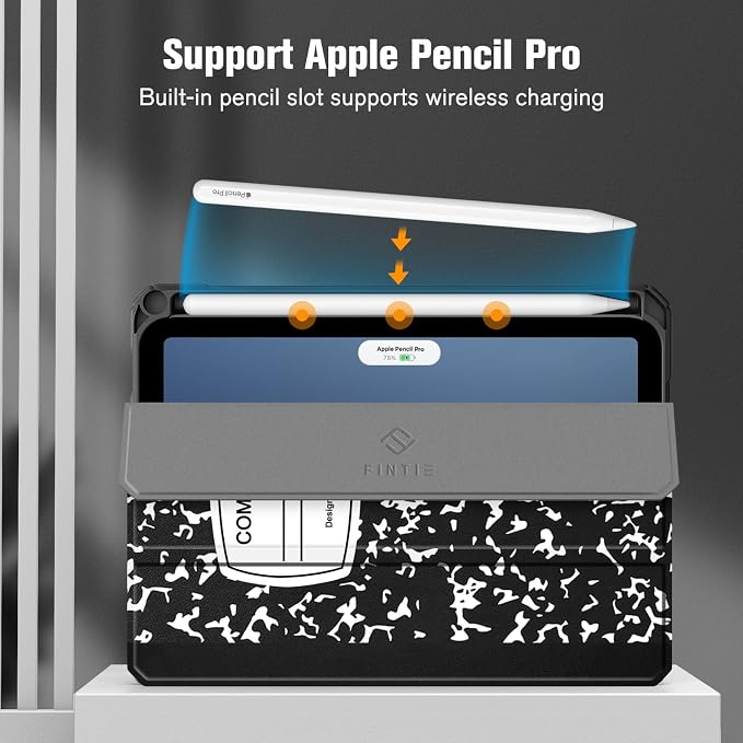 Fintie Clear Case for iPad mini 7th Generation (A17 Pro) / mini 6 8.3 | Slim Hybrid Shockproof Hard PC Back Cover Pencil Holder Viewing &amp Typing Angles Auto Sleep/Wake Black