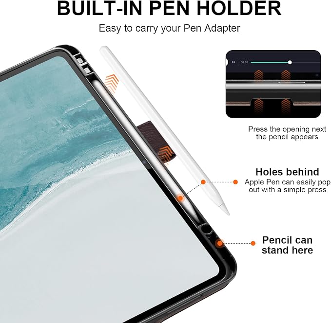 Leather Case for iPad 11th/10th Gen (11/10.9) Black | Genuine Leather Pencil Holder Adjustable Stand Magnetic Closure Auto Wake/Sleep