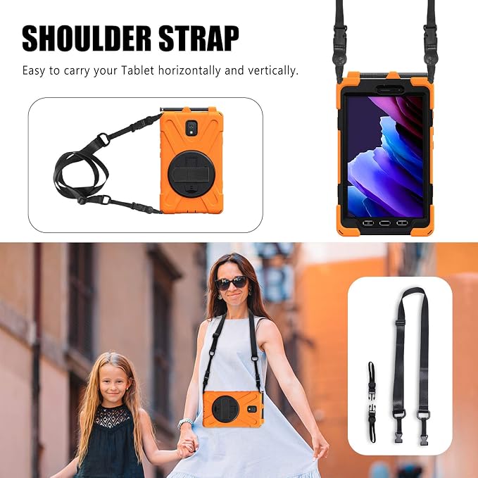 Samsung Galaxy Tab Active3/Active5 8.0 Case with 360 Stand Handle Hand Strap &amp Shoulder Strap for Samsung Galaxy Tab Active5 8 2024 Active3 8 2020 SM-X300/X307/T570/T577 (Black)