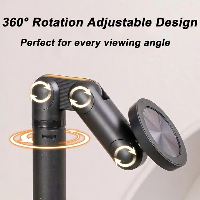 Magnetic Cell Phone Stand for MagSafeHeight Adjustable Holder for Desk | 360°Rotation Compatible with iPhone 17/16/15/14/13/12 Pro Max and All Phones