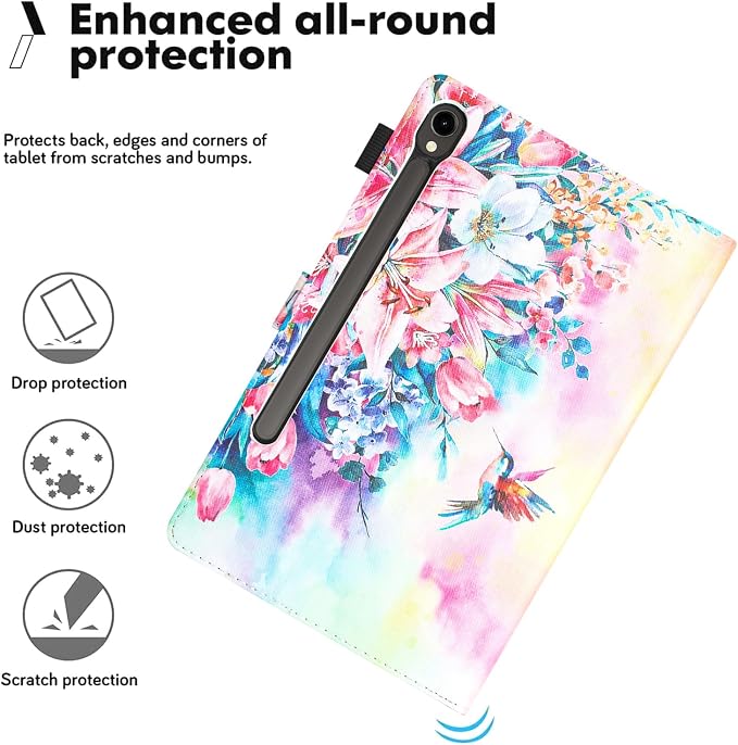 Case for Samsung Galaxy Tab S10 Lite/ S10 FE/ S9 FE 10.9 InchX400/X520/X510 Auto Wake/Sleep Premium PU Leather Folding Stand Cover with Pen Holder &amp Multiple Viewing Angles - Beach