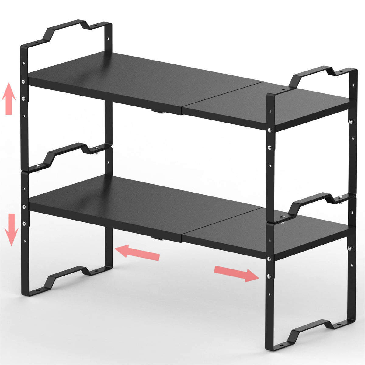 Jojocross Expandable Shelf for Cabinet Organizer Adjustable Stackable Spice Rack at Kitchen and Bathroom More, Counter Countertop Cupboard Organization Pantry Storage(MEDIUM/3PACKS/WHITE)