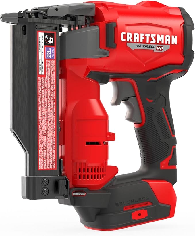 CRAFTSMAN V20 RP Pin Nailer, Nail Gun, 23GA, For 5/8-1-3/8 inch Pin Nails, Bare Tool Only (CMCN623B)