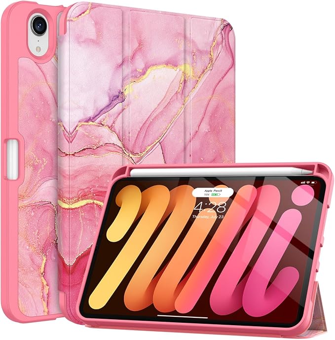 Soke Case for iPad mini (A17 Pro) 7th/ 6th Generation (Book Wine) | Built-in Apple Pencil Slot fit iPad Mini 2024 and 2021 8.3 inch Auto Sleep/Wake