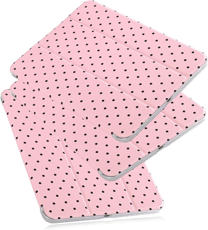 for iPad Air 11-inch M4 2026 M3 2025 M2 2024 iPad Air 5th 2022 / 4th Gen 2020 10.9-inch Slim Foldable Stand Hard PC Translucent Back Shell Smart Cover - [Auto Wake/Sleep]-Black Polka dots