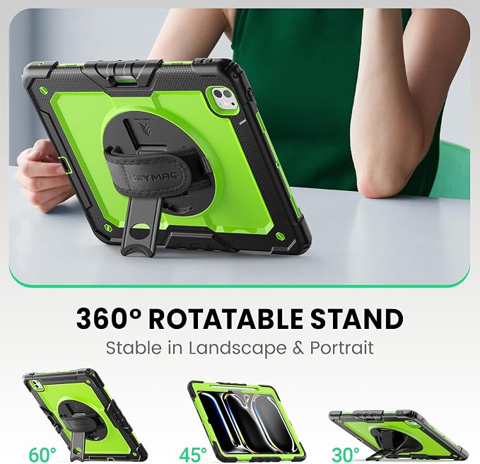 SEYMAC for iPad 9th/8th/7th Generation Case 10.2 2021-2019 Full-Body Shockproof Protective Case with Screen Protector Rotating Stand/Handle/Shoulder Strap for iPad 10.2 Blue/Black