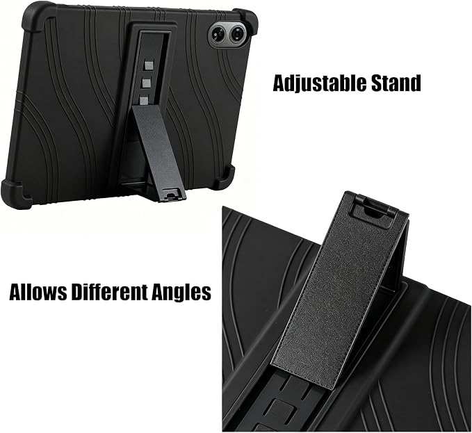 Silicone Case for SVITOO Tab 12 Inch Tablet Android 16 Tablet 12 InchSoft Friendly Adjustable Stand Cover for SVITOO 12 Tablet (Black)