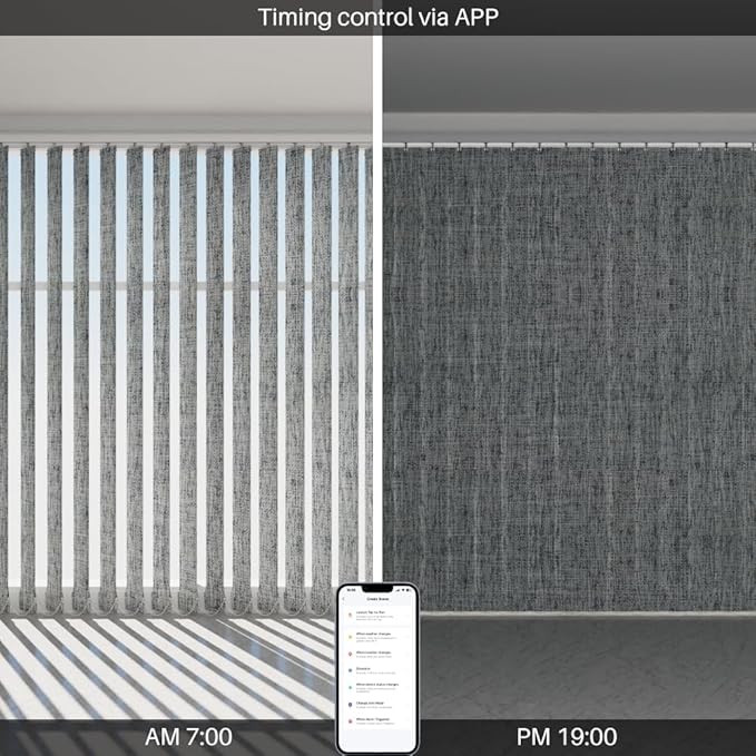 Blindify Motorized Vertical Blinds Compatible with Alexa Google Home, Blackout Sliding Door Shades Smart Vertical Blinds Remote Control Customize, Light Grey