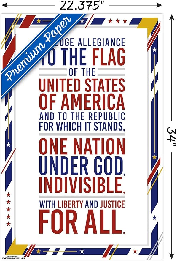 Trends International The United States Of America - Pledge Of Allegiance Wall Poster, 22.375" x 34", Premium Poster & Clip Bundle