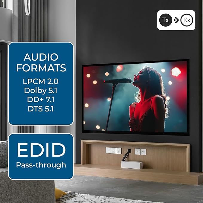 OREI 4K HDMI Extender Balun UltraHD 4K @ 60Hz 4:4:4 Over Single CAT6/7 Cable with HDR & IR Control-Ethernet Up to 165 ft- Power Over Cable (UHD-IPC165-K)