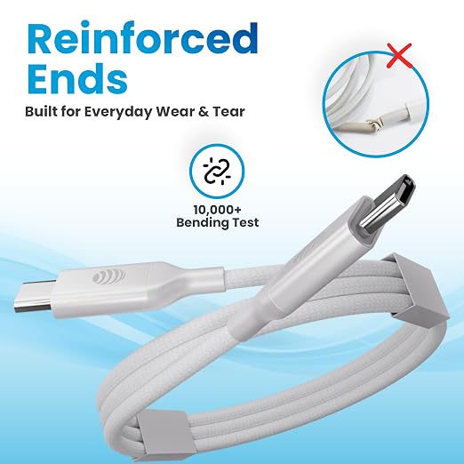 AT&ampT USB-A to USB-C Cable 6ft Braided Nylon – 60W Fast Charging USB-IF Certified 480Mbps Data Transfer – Compatible with iPhone 15/16 Galaxy Pixel Tablets &amp More – Black