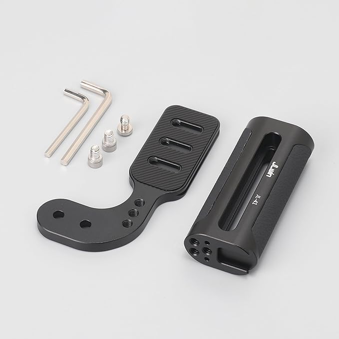 FocusFoto 2nd Gen L-Shaped Bracket Holder Stabilizer with Side Handle Grip Universal for DSLR Mirrorless Camera, with 1/4" Cold Shoe Mount for Mic Flash LED Light, Quick Release Plate for Arca Tripod