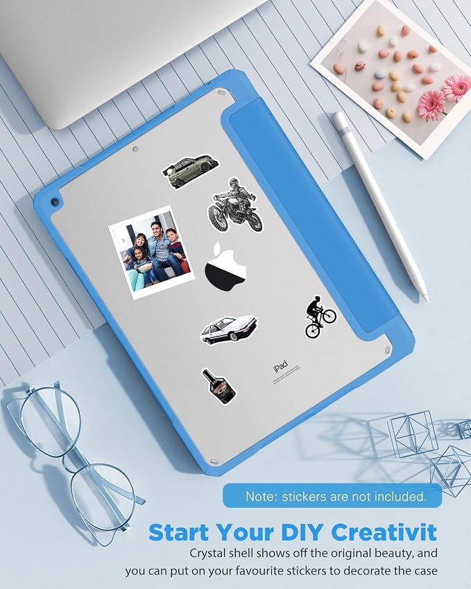 TiMOVO Case for iPad 9th/8th/7th Generation 10.2 inch Black | Pencil Holder Slim Trifold Stand Protective Cover Clear Transparent Back Shell Auto Wake/Sleep
