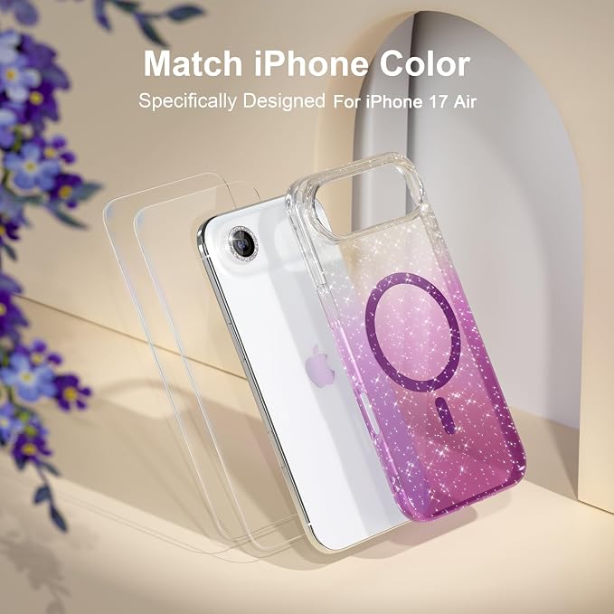 Choiche for iPhone 15 Pro Max Case Compatible with MagSafe Glitter Black | Women Girly Cute Glitter Sparkly Magnetic Phone Case with Diamond Camera Lens Protectors Military-Grade Drop Protection 6.7