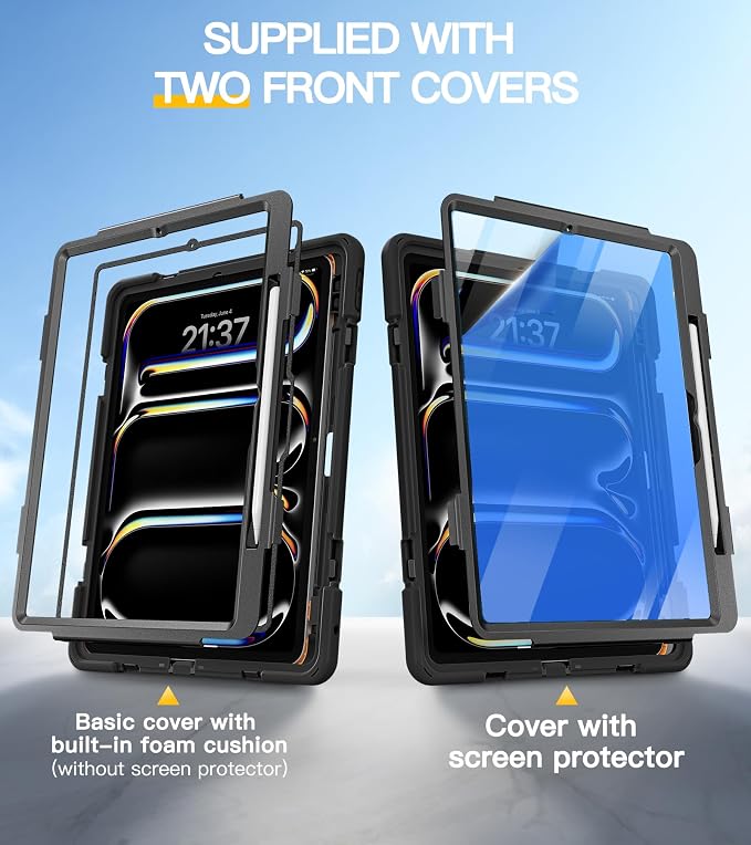 BRAECN Case for iPad Air 11 inch 2026(M4) 2025(M3) 2024(M2)iPad Pro 11 inch(4th/3rd/2nd/1st)&amp Air 10.9(5th/4th) Protective with Pencil Holder Screen Protector 360°Rotating Stand Handle Full Body