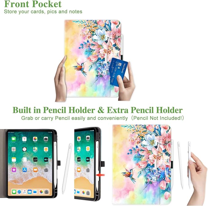 Vimorco for iPad Pro 11-inch Case M5/M4 2025/2024 for iPad Pro Case 11 Inch M5/M4 Pencil Holder/Hand Strap/Pocket/Screen Protection Band 3 Adjustable Angles Auto Sleep/Wake Beach Blue Ocean