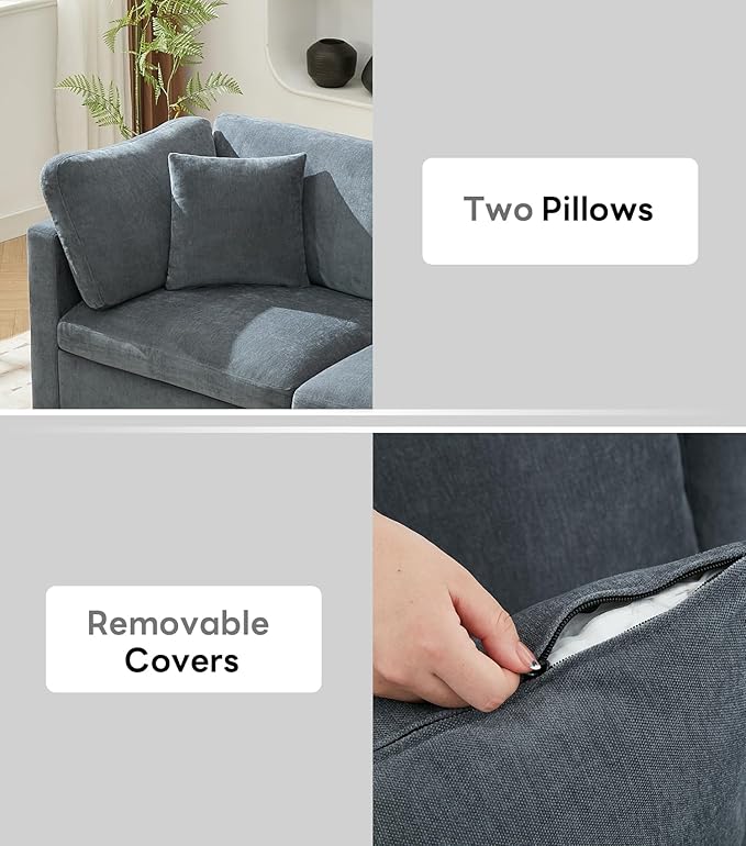 Tbfit Modern Sectional Sofa with Storage, Comfy Cloud Modular Couch with Down-Filled Cushions, Sofa for Home, Living Room, Grey