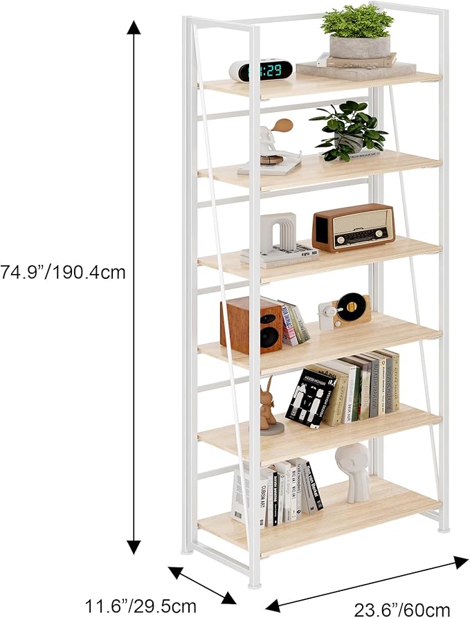 BHG Vintage Multifunctional Folding Bookshelf, No-Assembly Plant Stand Storage Rack Shelves for Home Office