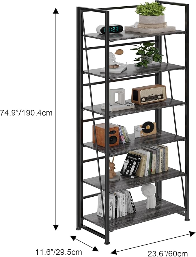 BHG Vintage Multifunctional Folding Bookshelf, No-Assembly Plant Stand Storage Rack Shelves for Home Office