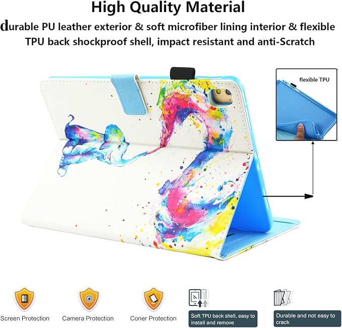 for Apple iPad 10.2 Case 2021/2020/2019 iPad 9th/8th/7th Generation Smart Cover with Pencil Holder [Auto Wake/Sleep] PU Leather Stand Folio Tri-fold Shockproof Thin Shell Colored Graffiti