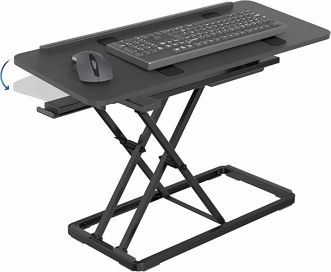 VIVO Single Top 30 inch Tilting Scissors Lift Keyboard and Mouse Riser, Height Adjustable Laptop Desk, for Ergonomic Sit Stand Workstations, Black, Desk-TKR1