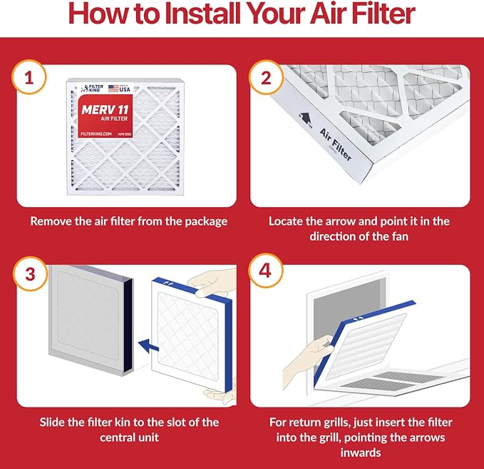 Filter King 12x25x1 Air Filter | 6-PACK | MERV 11 HVAC Pleated A/C Furnace