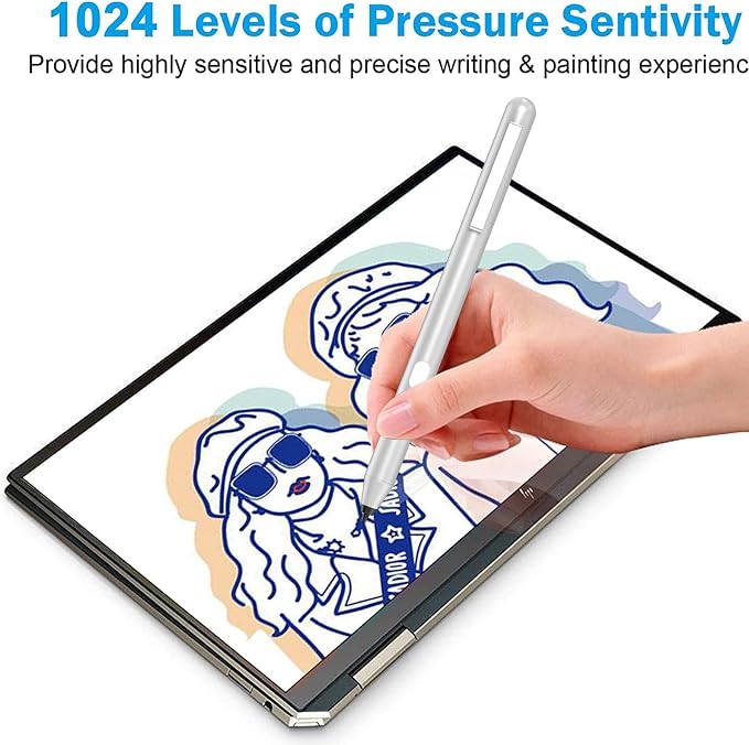 Stylus Pen for HP Omnibook X Flip Rechargeable MPP 2.0 with 4096 Pressure | Digital Stylus Pen for HP Envy/Pavilion/Spectre x360 – Tilt Support Palm Rejection Fast Charge Ideal for Drawing &amp N