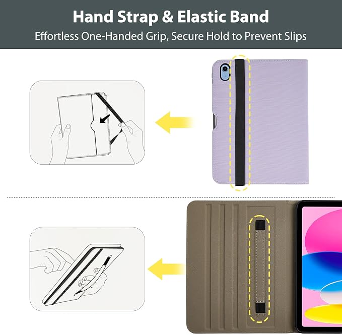 ProCase for iPad A16 11th Generation 11” 2025/iPad 10th Generation 10.9” 2022 with Pencil Holder iPad 11/10 PU Leather Case Business Stand Cover Smart Folio with Hand Strap Front Pocket -Berrypurple
