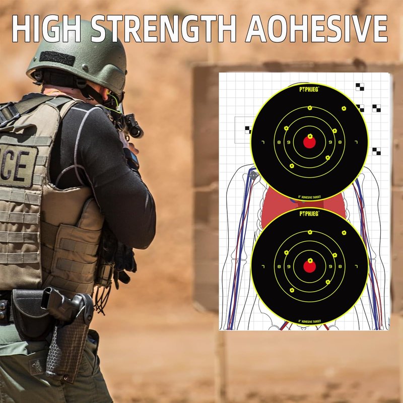 PTPHJEG Bright Fluorescent Yellow Adhesive Splatter Shooting Targets 8x8 Inches (25 Pack)