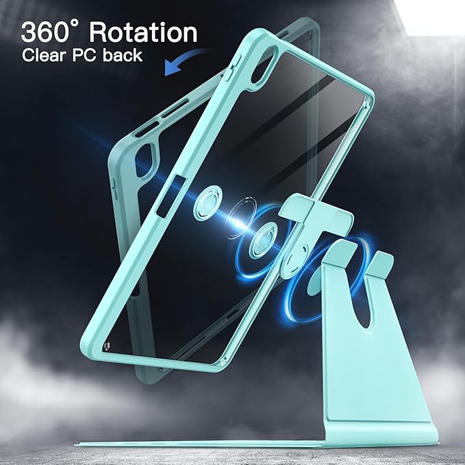 JETech Rotating Case ONLY for iPad Air 11-Inch M4/M3/M2 (2026/2025/2024) iPad Air 5/4 (2022/2020 5th/4th Generation 10.9-Inch) 360 Degree Rotation Protective Stand Cover Clear Back (Black)