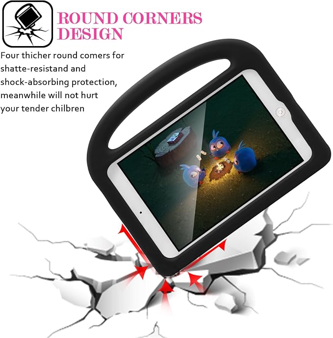 Kids Case for iPad 6th/5th Generation iPad 9.7 inch 2018/2017 and iPad Air 1/Air 2 Case with Handle/Kickstand EVA Foam Shockproof Stand Cover for iPad Air 1st/2nd Gen/iPad Pro 9.7Black Bird