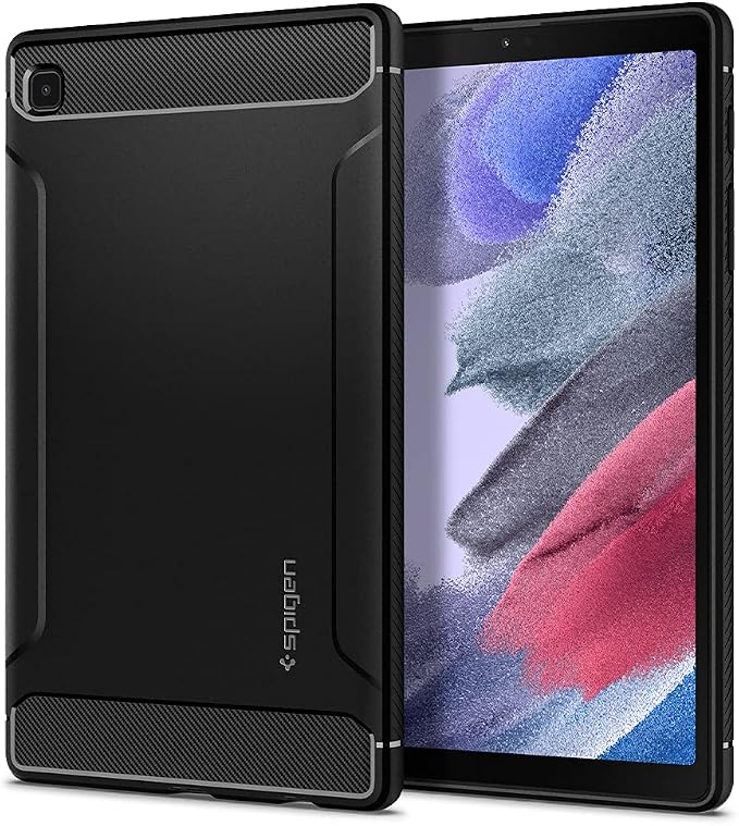 Spigen for Galaxy Tab A11+ Plus Case (2025) Rugged Armor Slim Protective Case with Carbon Fiber Design and Air Cushion Technology Matte Black