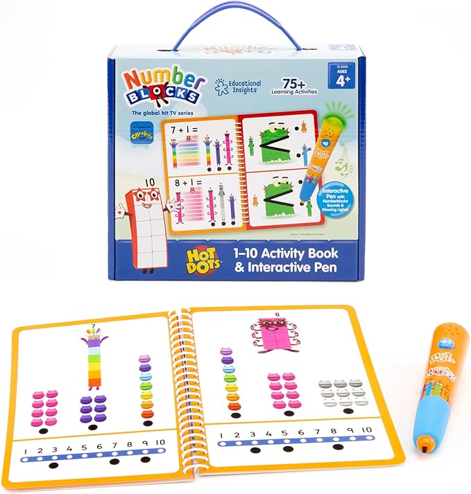 Educational Insights Hot Dots Numberblocks Workbook Numbers 1-10 with Interactive Pen, 75+ Activities, Gift for Kids Ages 4+