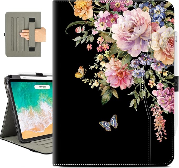Vimorco for iPad Pro 11-inch Case M5/M4 2025/2024 for iPad Pro Case 11 Inch M5/M4 Pencil Holder/Hand Strap/Pocket/Screen Protection Band 3 Adjustable Angles Auto Sleep/Wake Beach Blue Ocean